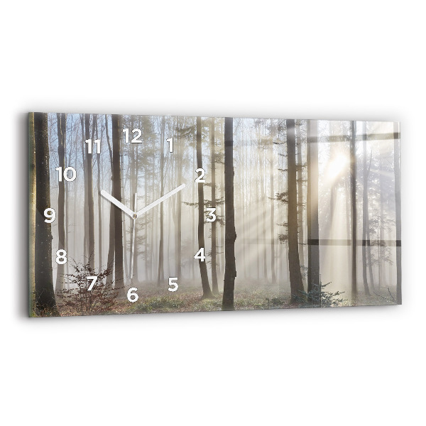 Horizontal wall clock Forest in the fog