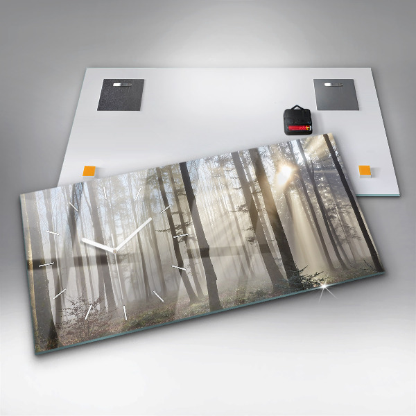 Horizontal wall clock Forest in the fog