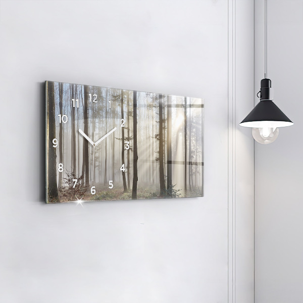 Horizontal wall clock Forest in the fog