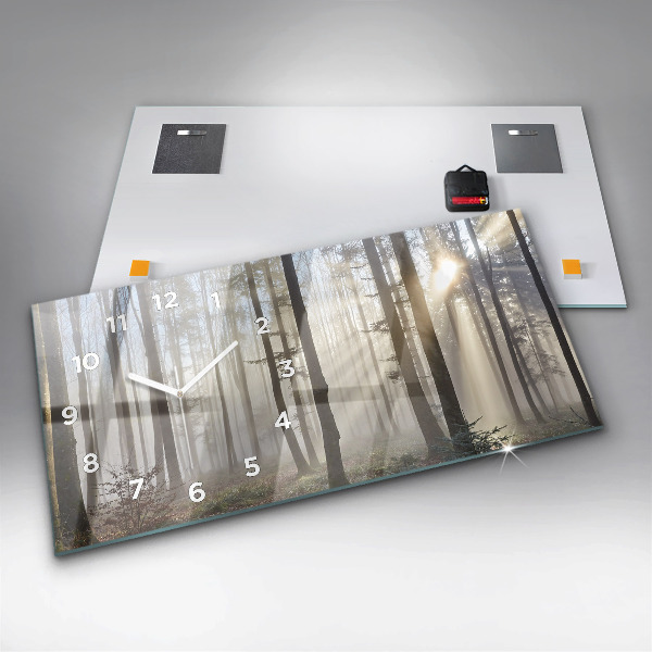 Horizontal wall clock Forest in the fog