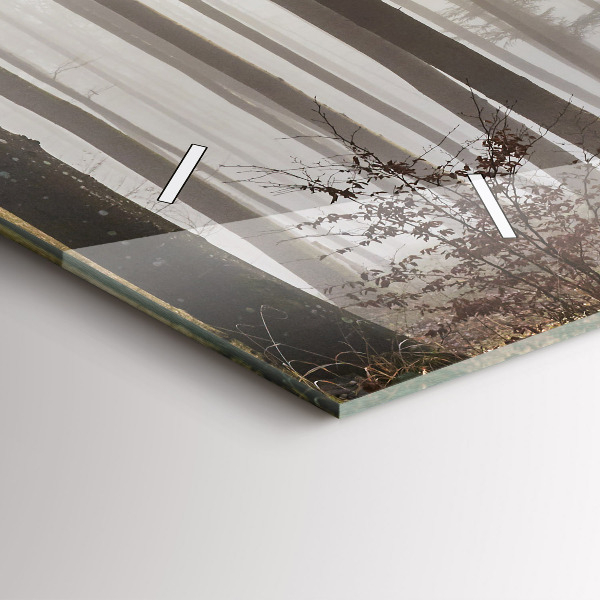 Horizontal wall clock Forest in the fog