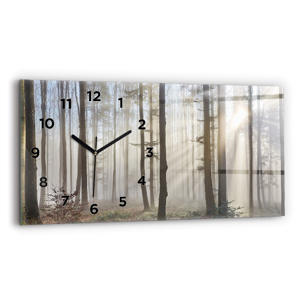 Horizontal wall clock Forest in the fog