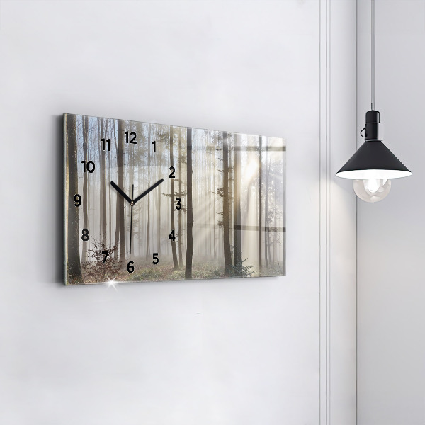 Horizontal wall clock Forest in the fog
