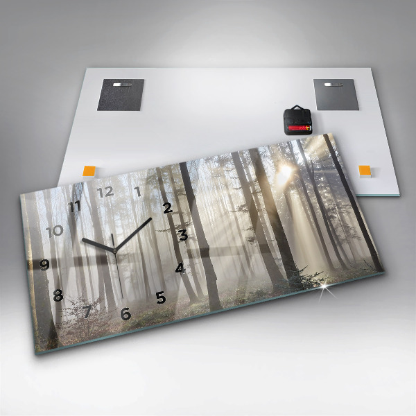 Horizontal wall clock Forest in the fog