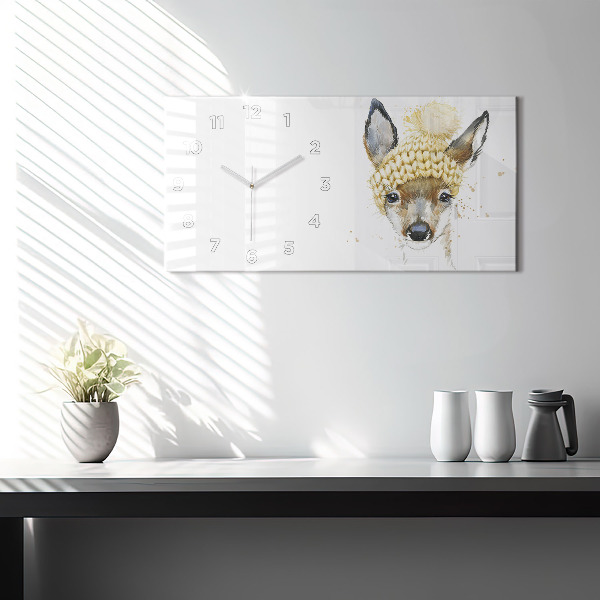 Horizontal wall clock A deer
