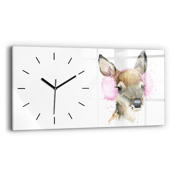 Horizontal wall clock Forest deer