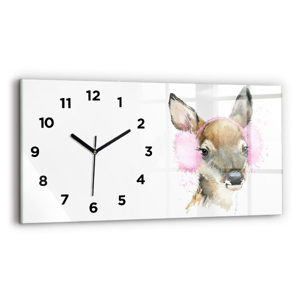 Horizontal wall clock Forest deer