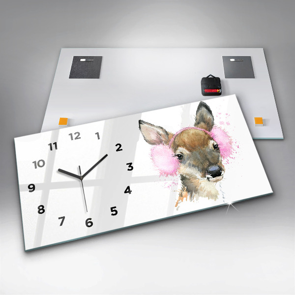 Horizontal wall clock Forest deer