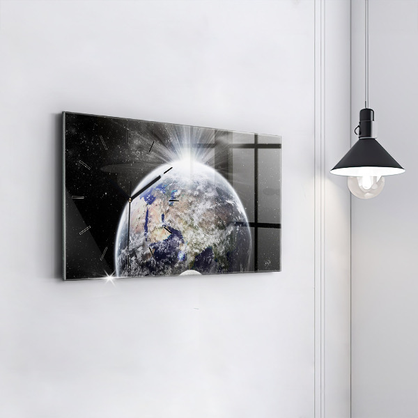 Horizontal wall clock Earth Moon Sun
