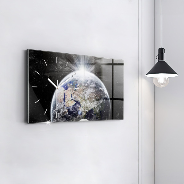 Horizontal wall clock Earth Moon Sun