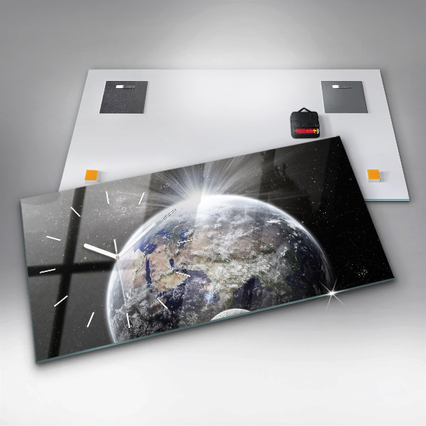 Horizontal wall clock Earth Moon Sun