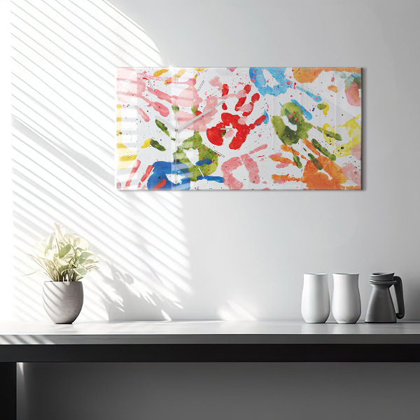 Horizontal wall clock Children's handprints