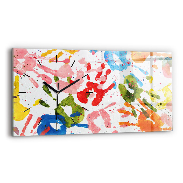 Horizontal wall clock Children's handprints