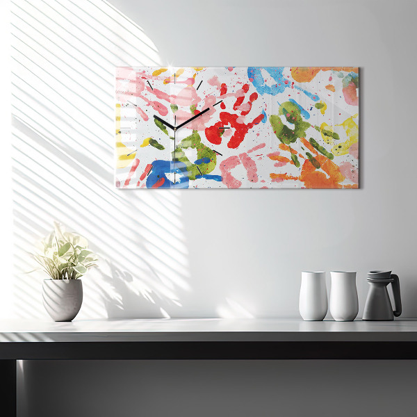 Horizontal wall clock Children's handprints