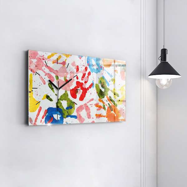 Horizontal wall clock Children's handprints