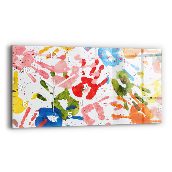 Horizontal wall clock Children's handprints
