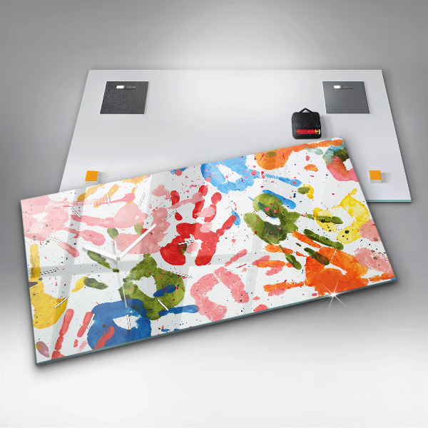 Horizontal wall clock Children's handprints