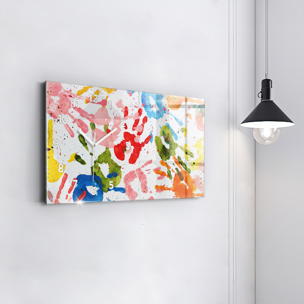 Horizontal wall clock Children's handprints