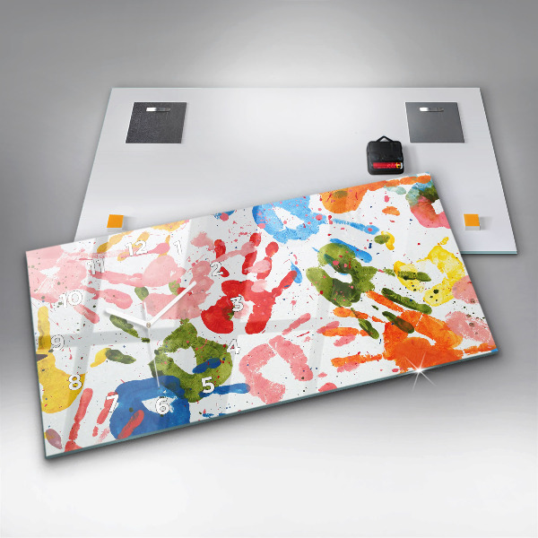 Horizontal wall clock Children's handprints