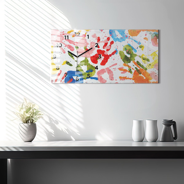 Horizontal wall clock Children's handprints