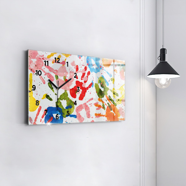 Horizontal wall clock Children's handprints