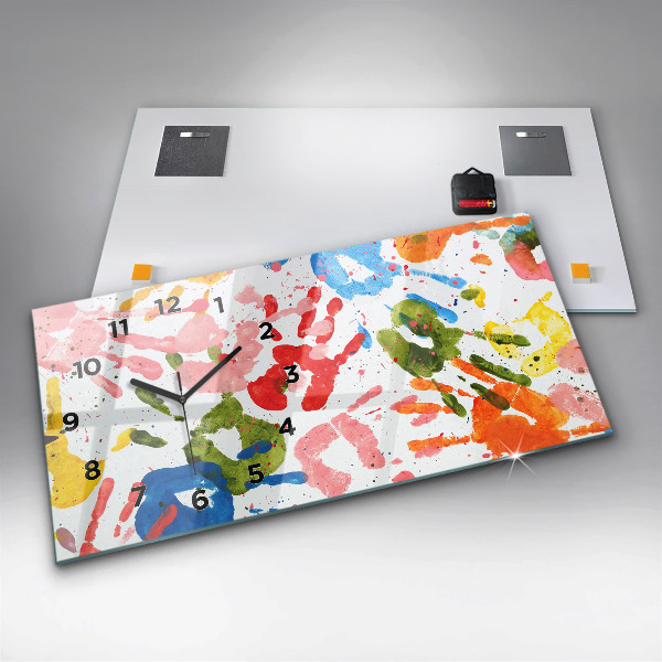 Horizontal wall clock Children's handprints