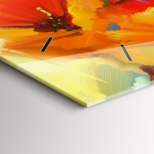 Horizontal wall clock Colorful poppies