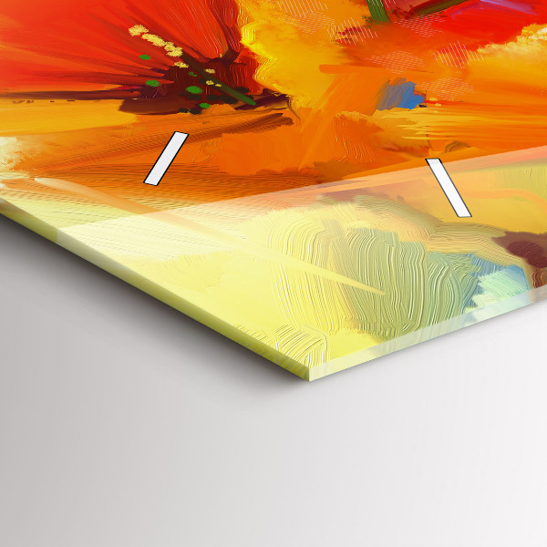 Horizontal wall clock Colorful poppies