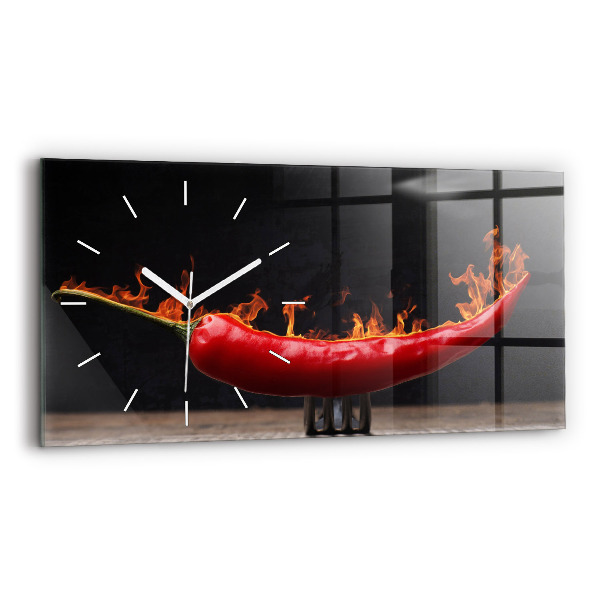 Horizontal wall clock Pepperoni Pepper