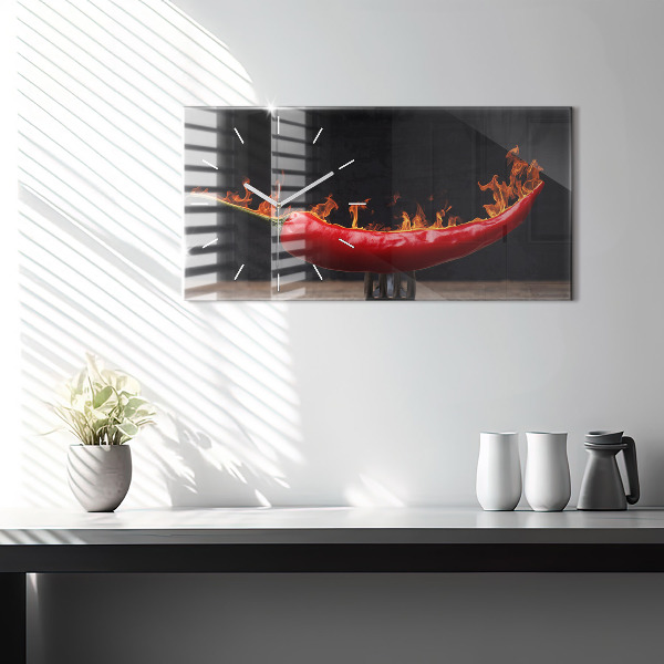 Horizontal wall clock Pepperoni Pepper