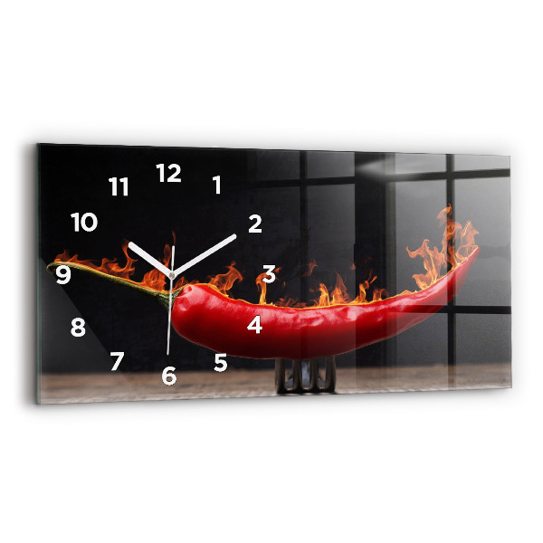 Horizontal wall clock Pepperoni Pepper