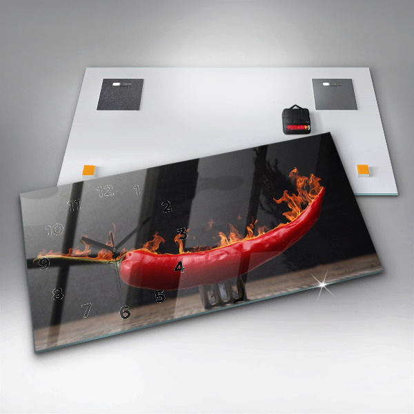 Horizontal wall clock Pepperoni Pepper