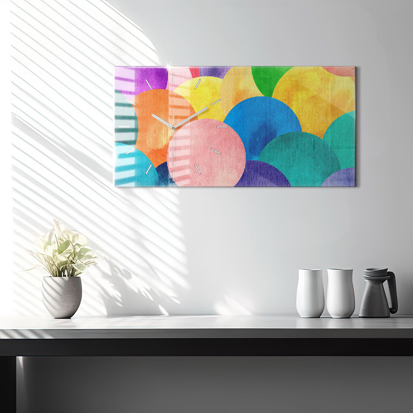Horizontal wall clock Abstract circles