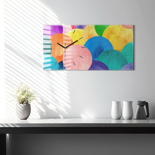 Horizontal wall clock Abstract circles
