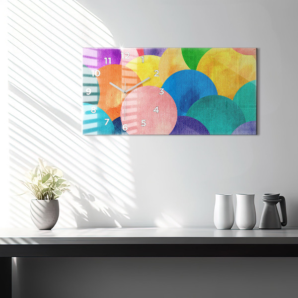 Horizontal wall clock Abstract circles