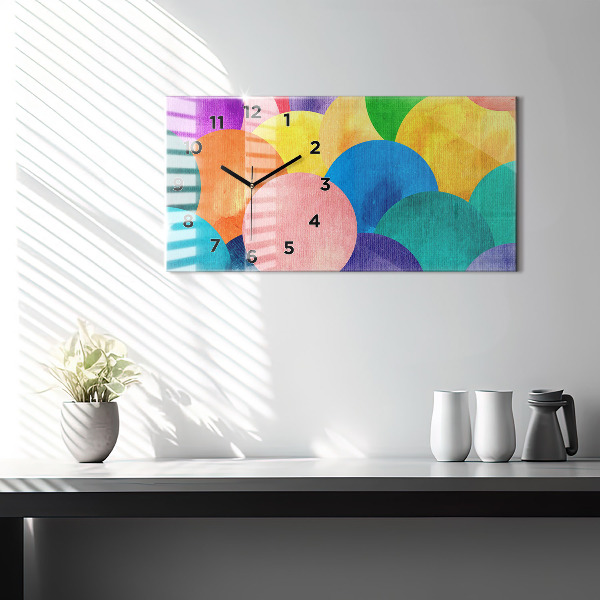 Horizontal wall clock Abstract circles
