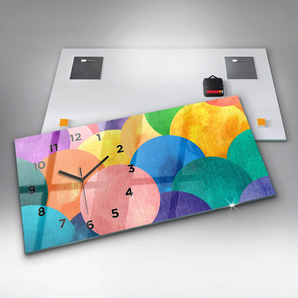 Horizontal wall clock Abstract circles