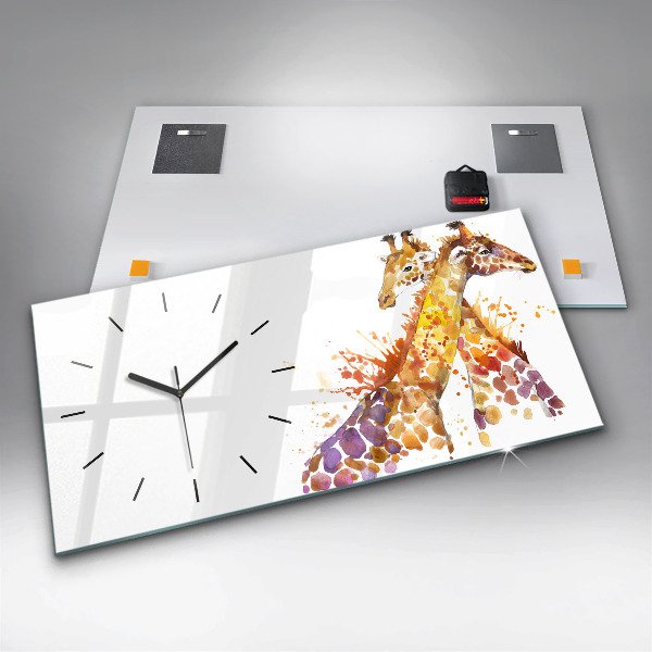 Horizontal wall clock Watercolor giraffe
