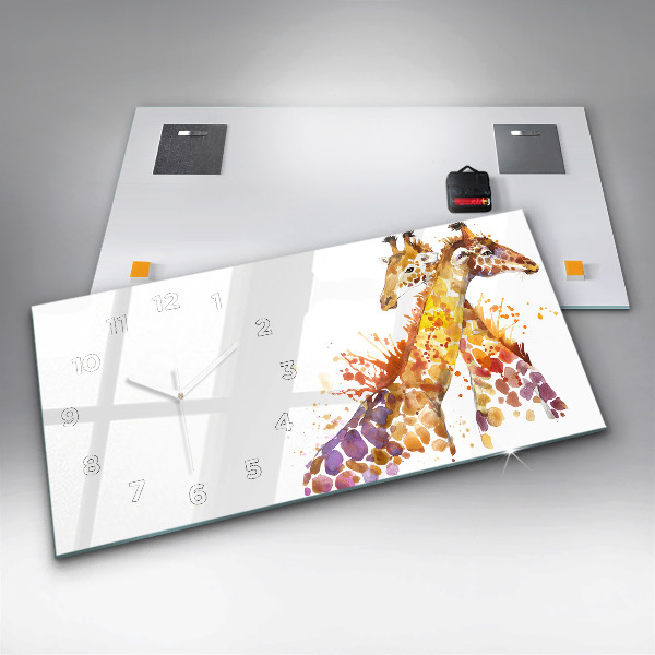 Horizontal wall clock Watercolor giraffe