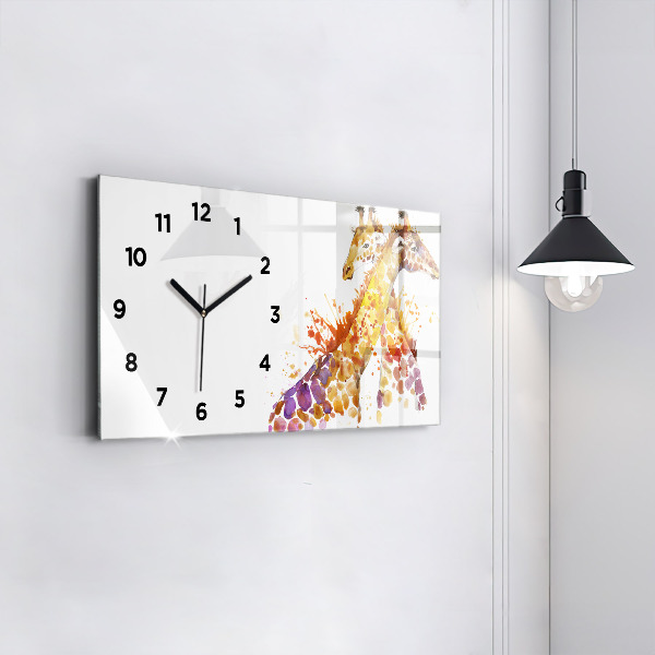 Horizontal wall clock Watercolor giraffe