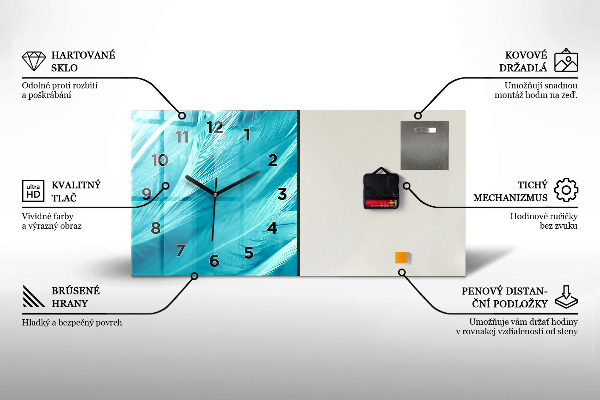 Horizontal wall clock Painted animals elephants