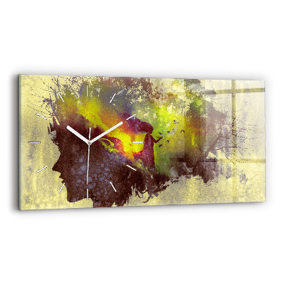 Horizontal wall clock Woman in the forest