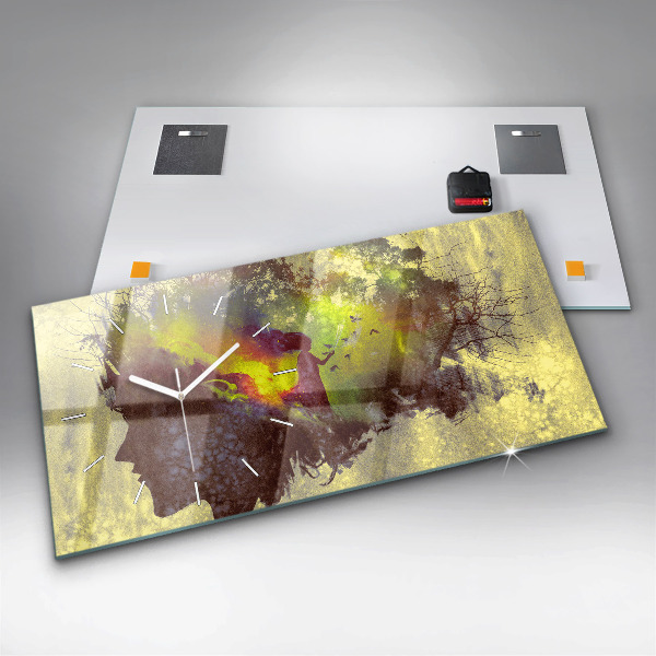 Horizontal wall clock Woman in the forest