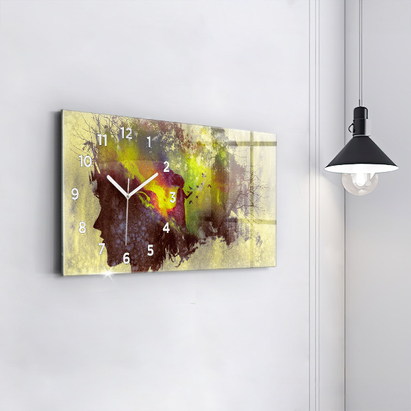 Horizontal wall clock Woman in the forest