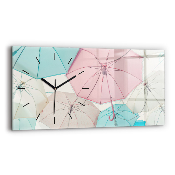 Horizontal wall clock Pastel umbrellas