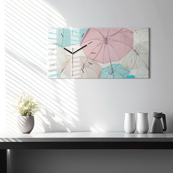 Horizontal wall clock Pastel umbrellas