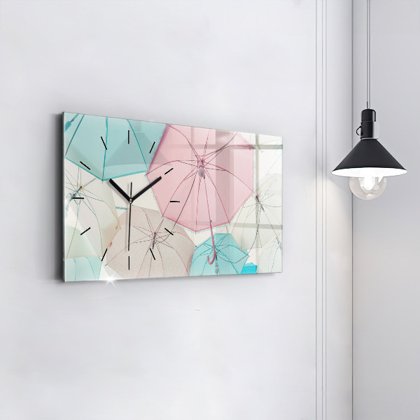 Horizontal wall clock Pastel umbrellas