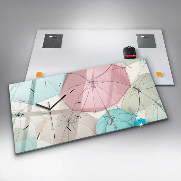Horizontal wall clock Pastel umbrellas