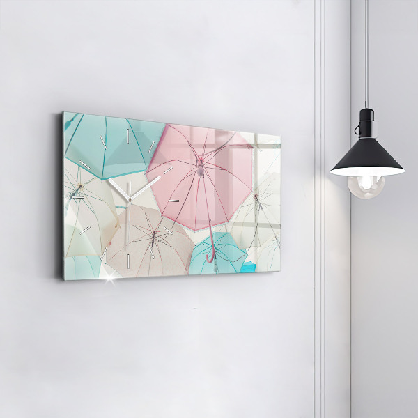 Horizontal wall clock Pastel umbrellas