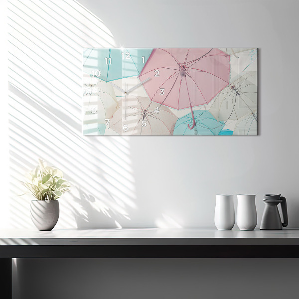 Horizontal wall clock Pastel umbrellas